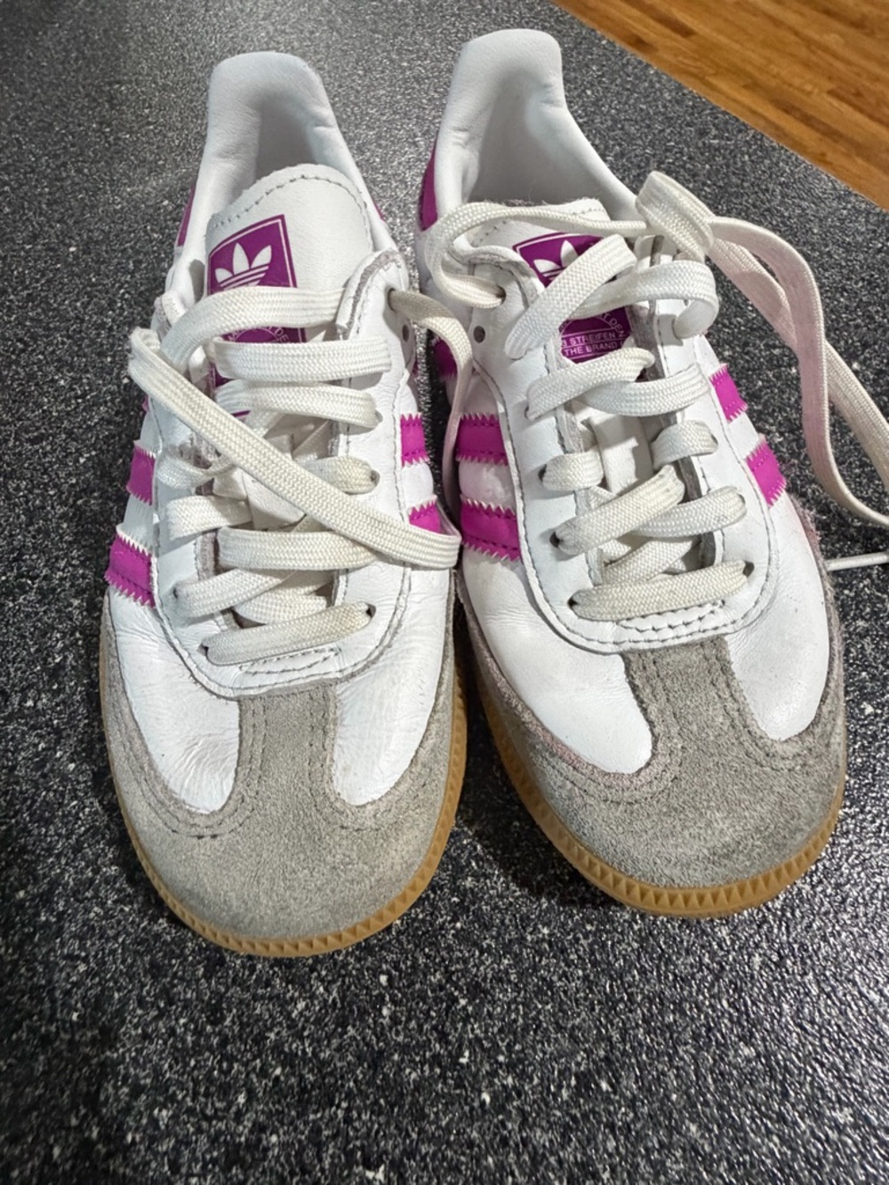 adidas White Sneakers with Purple Accents